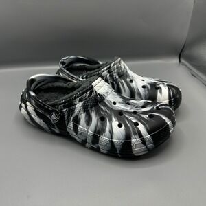 Crocs Classic Lined Clog Black White Marble Tie Dye Mens 8 Womens 10 206630